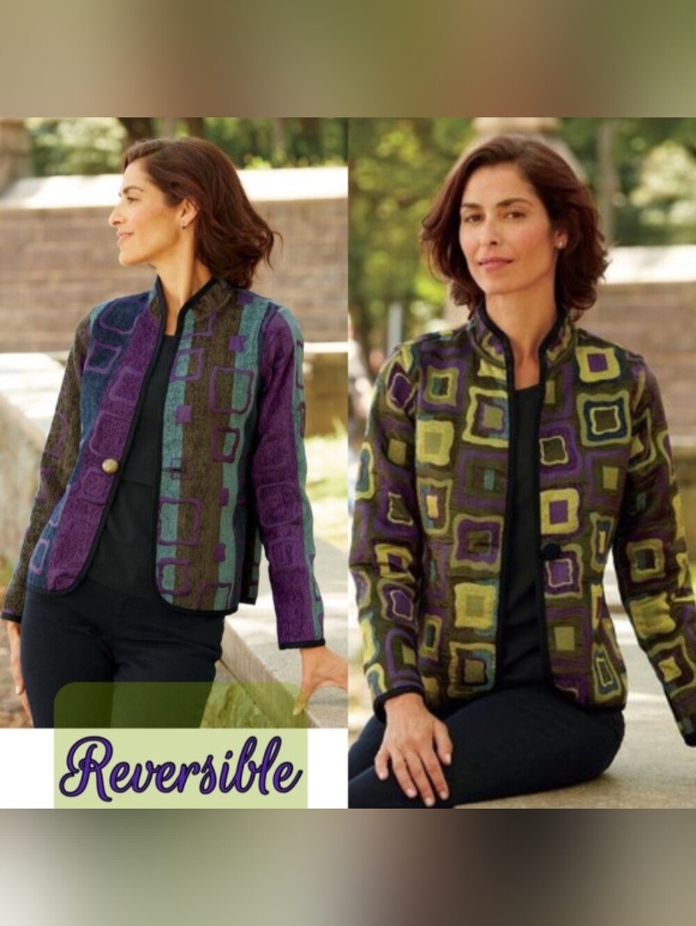 Trimdin Reversible Symphony Jewel Geometric Blazer XL